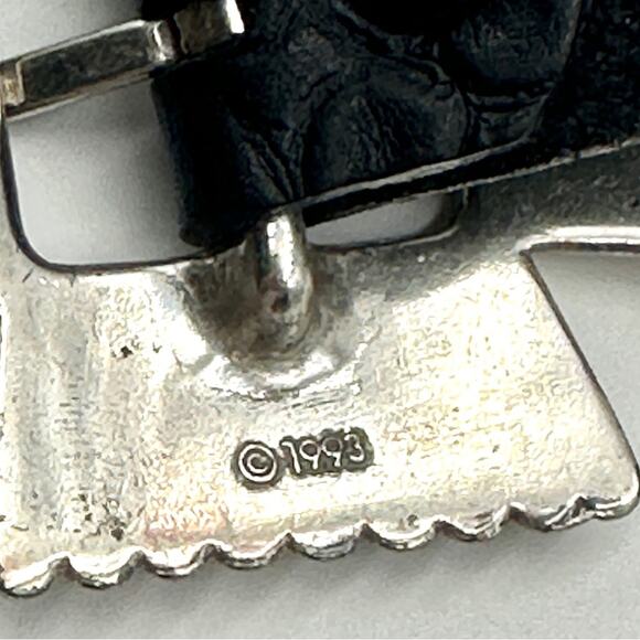 VINTAGE 1993 - Navajo Silver & black Leather Concho unisex Belt main image 9